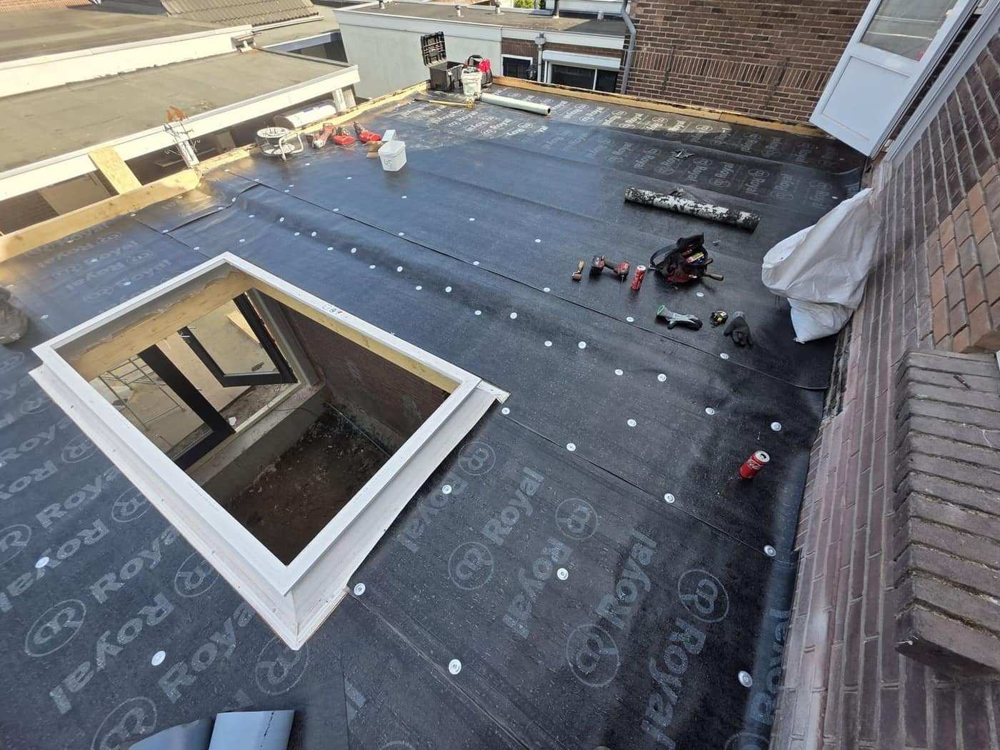 Sparing voor een lichtstraat, klaar om afgewerkt te worden