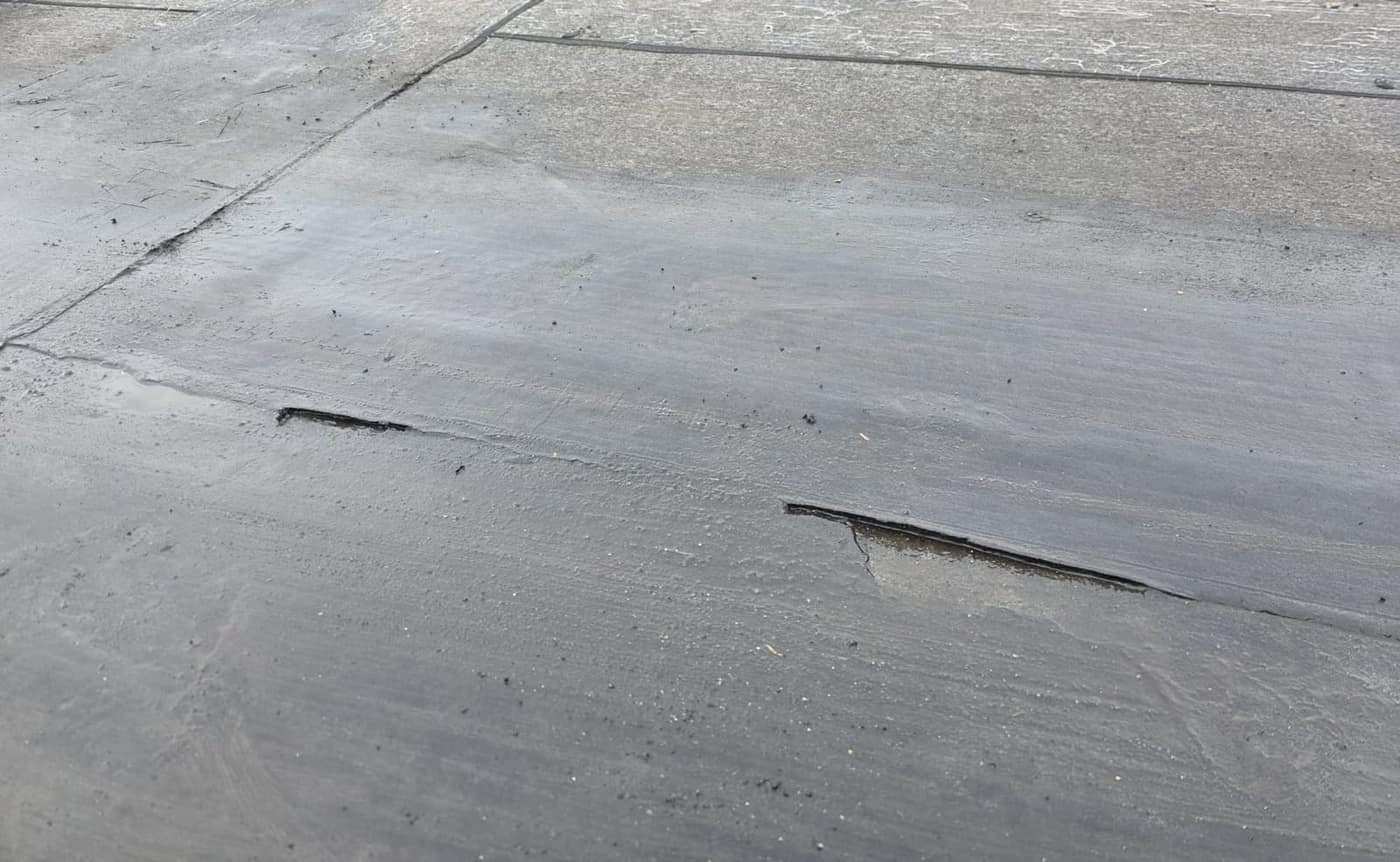 De toplaag van dichtbij, na oplevering